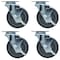 Bk Resources 5-inch Plate Casters, Gray Rubber Wheels, Top Lock Brake, 250lb Capacity, 4PK 5SBR-1PT-GR-PS4 - alternate 1